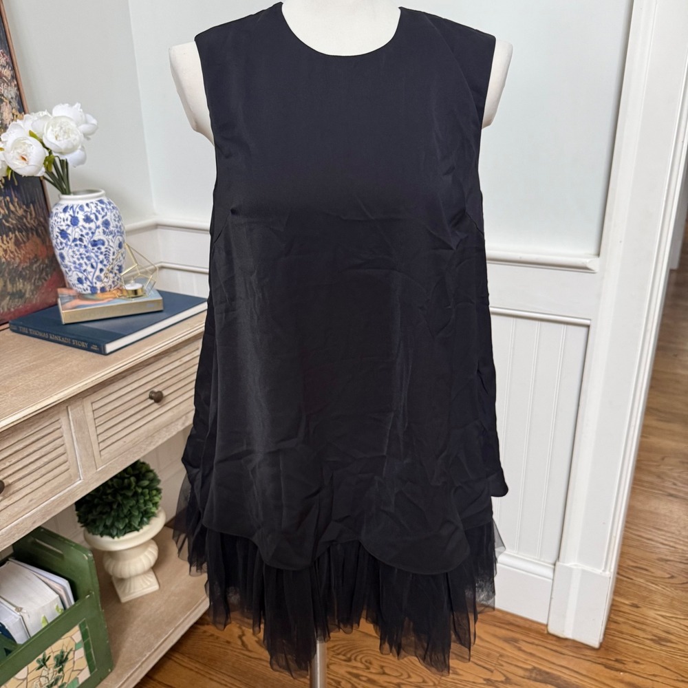 NWT Mable Petal Pup Black Tulle Ruffle Dress Button Back Size M